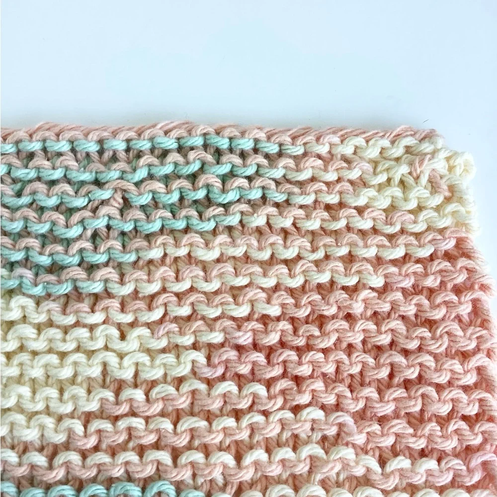 Baby Bib Set Hand Crafted Washcloth Cotton Yellow Green Unisex Floral Knit